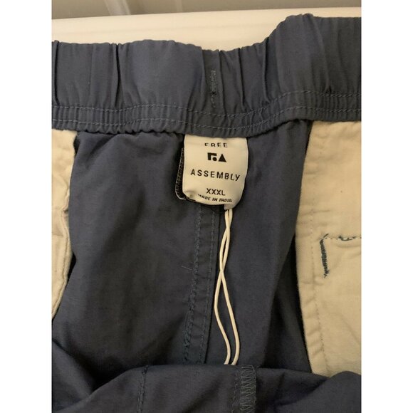 Free Assembly Men’s Sz 3XL Blue Flat‎ Front E-Waist Utility Drawstring Shorts - Picture 2 of 7